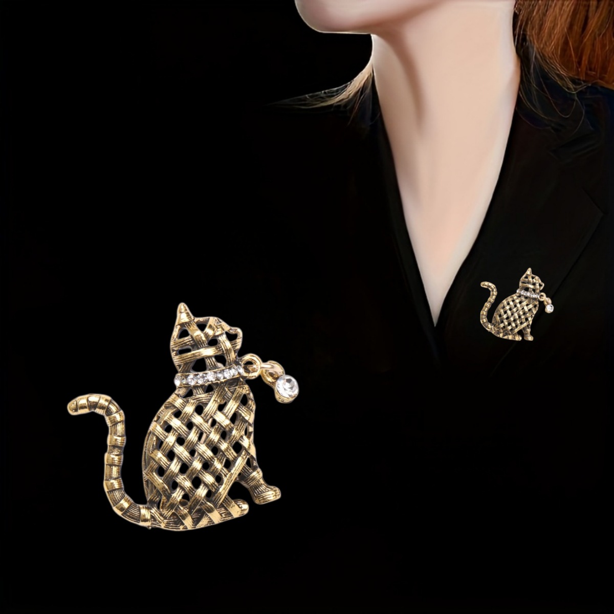 Ornate Woven Cat Brooch Collec - Vintage Collectible Jewelry reseña y precio